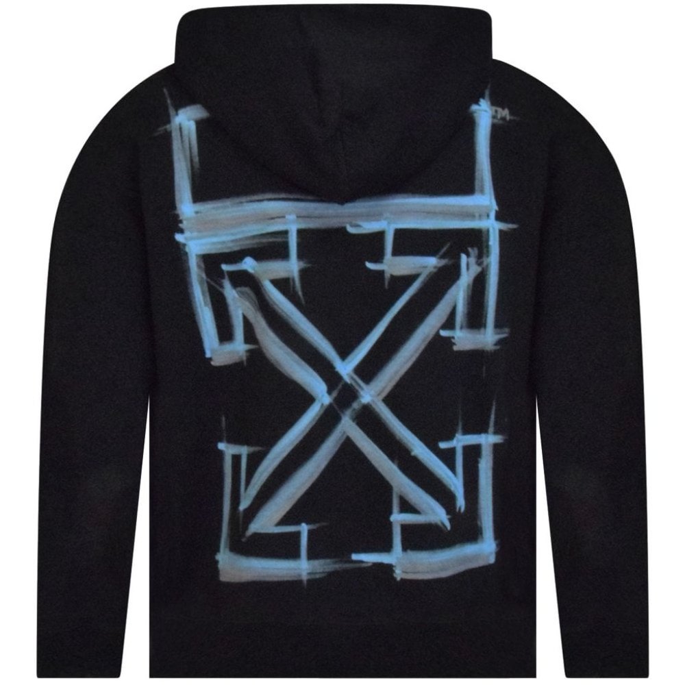 Brand New Authentic Off-White Marker Skate Hooded Sweatshirt Black/Blue Size XL